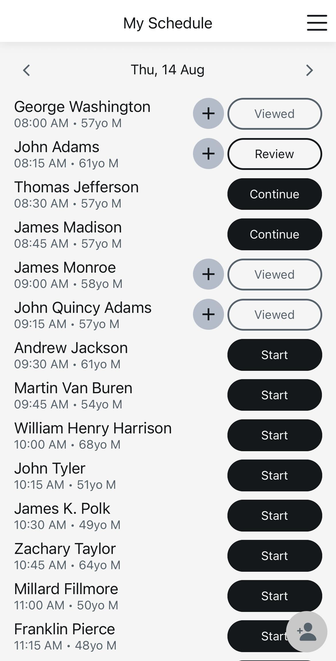 Generated schedule via Camera/Record results in filled schedule